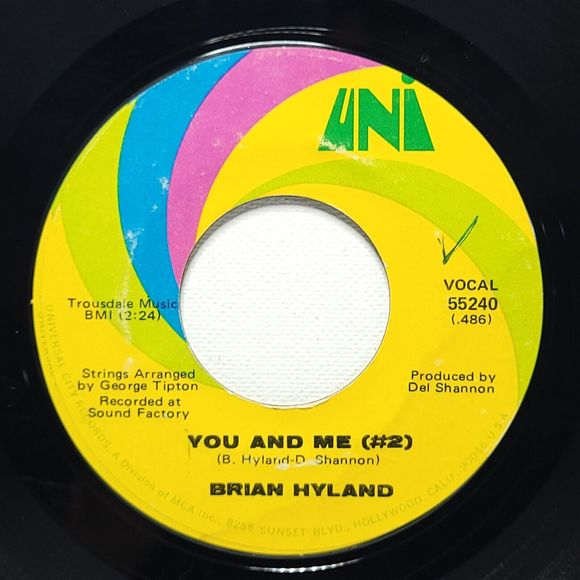 Brian Hyland ‎Vinyl 45 Gypsy Woman / You And Me (#2) on UNI VG Rock - Picture 2 of 2